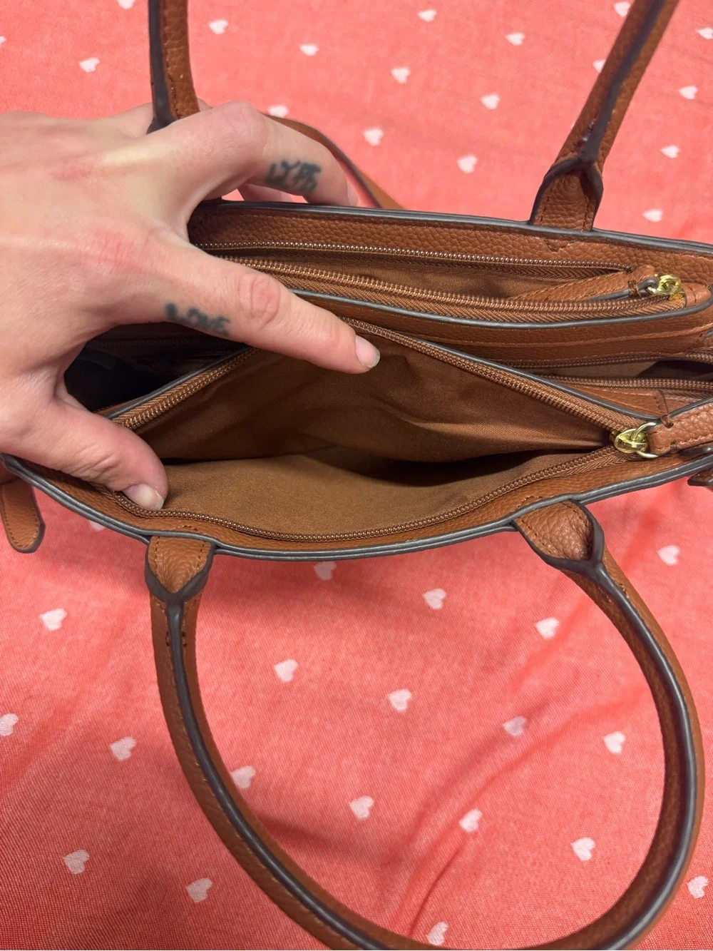 Liz Claiborne Brown & White Geometric Satchel